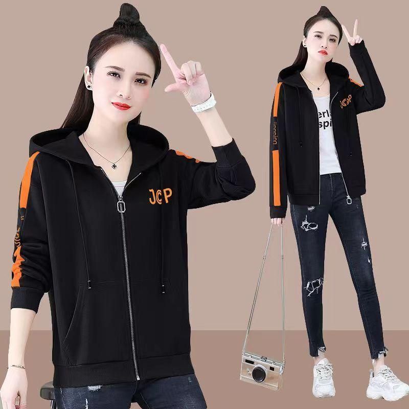 Large Size Women's Clothing Autumn and Winter 2022 New Cardigan Sweater Women's Loose Leisure Slimming Long Sleeve Hooded Jacket Tide