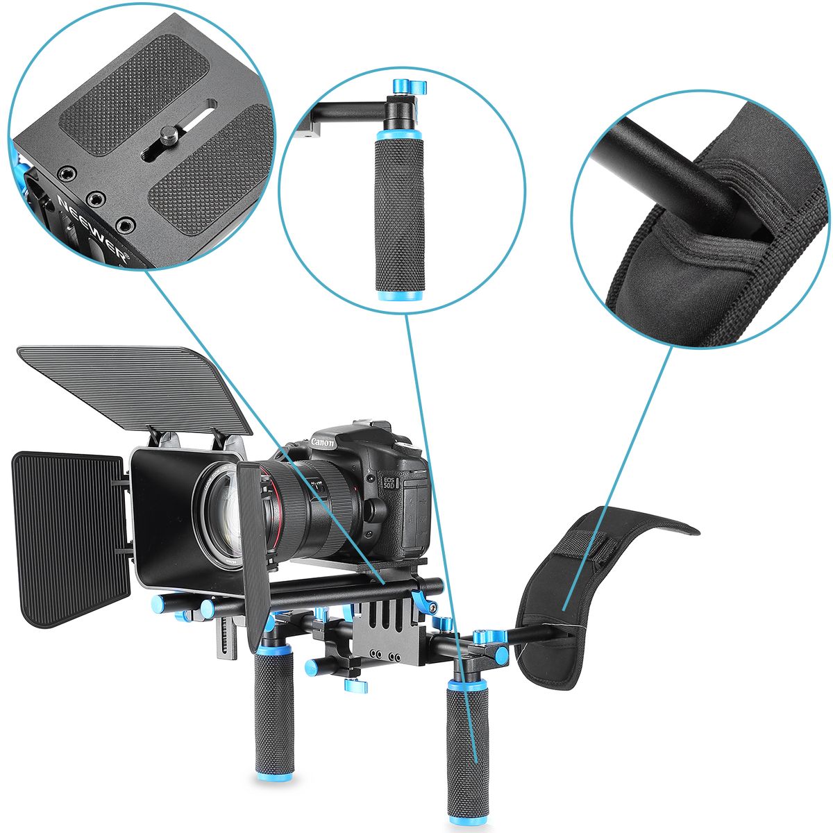 Camera Shoulder Rig, Video Film Making System Kit For DSLR Camera And Camcorder With Shoulder Mount, 15mm Rod, Handgrip And Matte Box, Compatible With Canon/Nikon/Sony/Pentax/Fujifilm/Panas