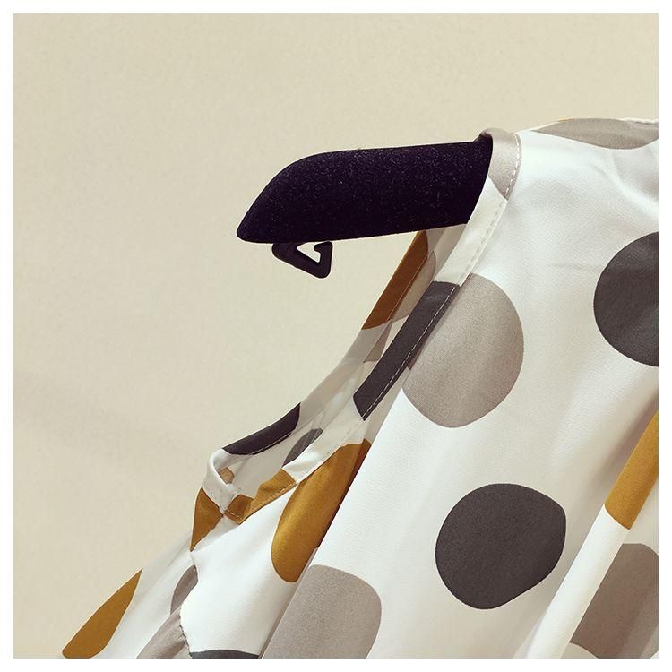 Large Size Women's Summer Fat Sister Loose Slimming Belly-Covered Western Style Top Polka Dot off-the-Shoulder Short Sleeve Chiffon Shirt