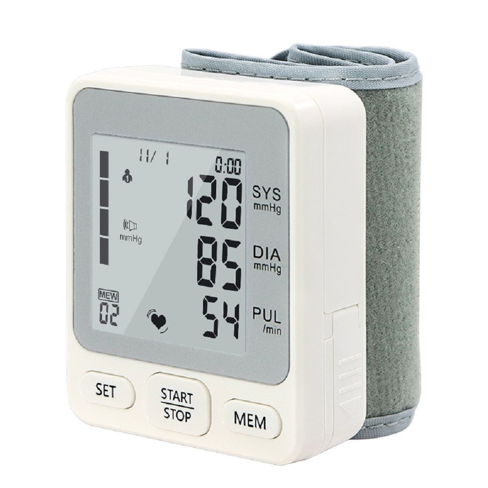 Digital Wrist Blood Pressure Apparatus BP Monitor Sphygmomanometer Portable Electronic Tensiometer Heart Rate Pulse Tonometer