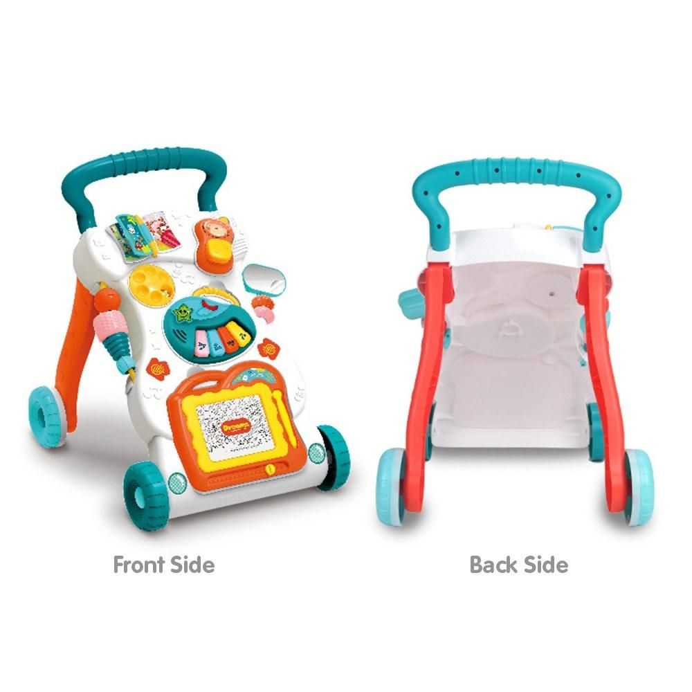 Multifunctional Baby Walker Anti-Rollover Sit-to-Stand Walker Stroller with Multiple Activities Music Toys Center Push Pull Walking for Babies Infants Toddlers