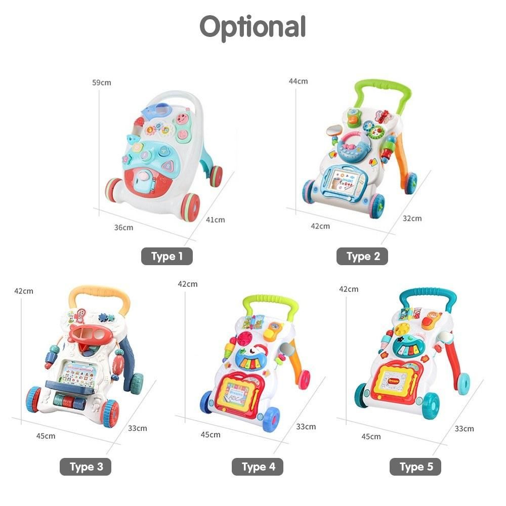 Multifunctional Baby Walker Anti-Rollover Sit-to-Stand Walker Stroller with Multiple Activities Music Toys Center Push Pull Walking for Babies Infants Toddlers