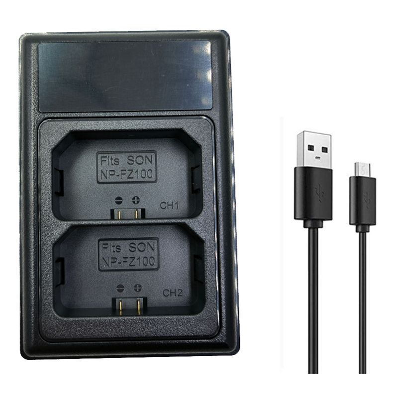 NP-FZ100 USB LCD Dual Battery Charger for Sony Camera A7III A7RIII A7373 A7R3 A9 A7R4 A7RM4 A6500 with Type-C Port