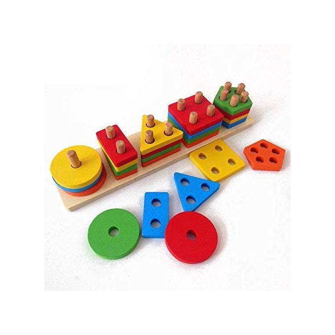Montessori Geometric Column Shapes Sorter - 5 Shapes