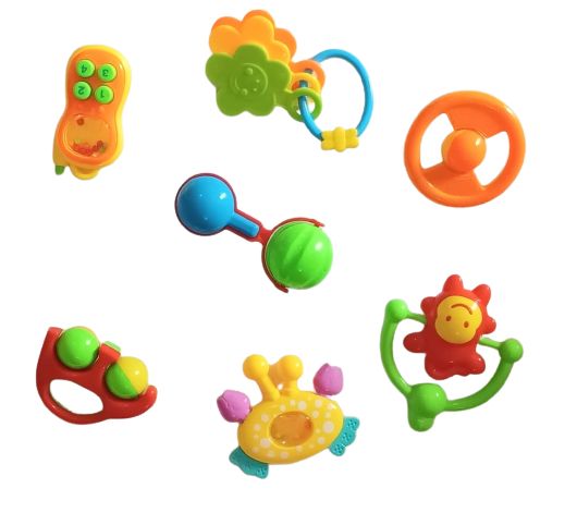 7pcs Fun & Colourful Baby Rattles Toys