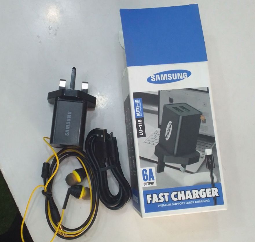 Original Samsung Fast Charger + Cord + Free Earpiece