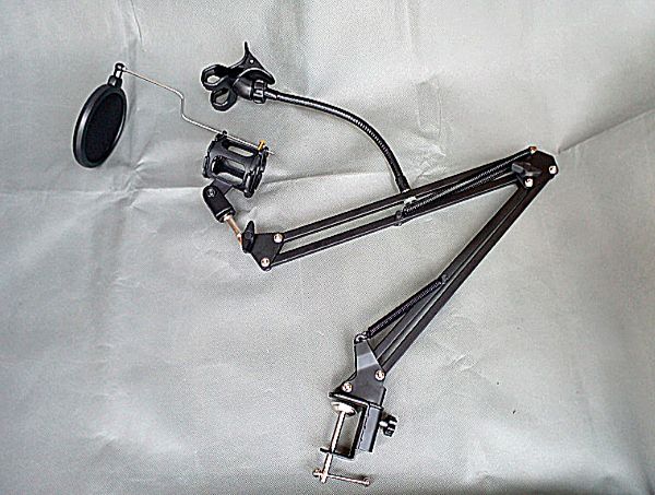 Adjustable Condenser Microphone Desk Stand Mic Stand With Phone Holder And Filter