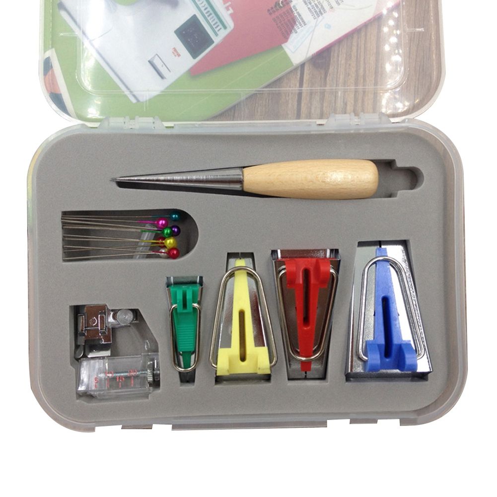 16Pcs/Set Fabric Bias Tape Maker Awl Presser Foot Tools