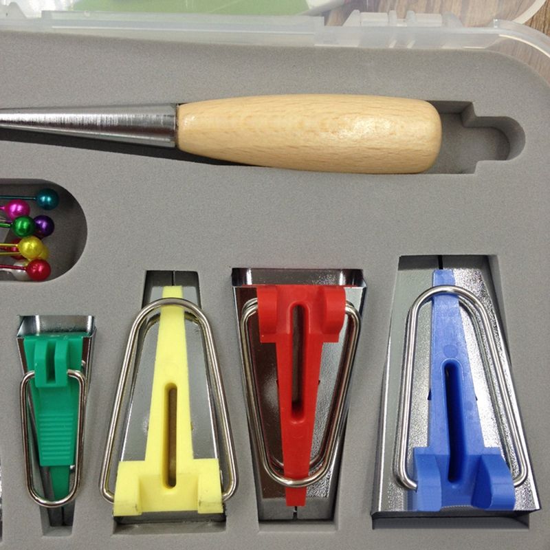 16Pcs/Set Fabric Bias Tape Maker Awl Presser Foot Tools
