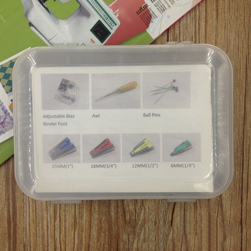 16Pcs/Set Fabric Bias Tape Maker Awl Presser Foot Tools