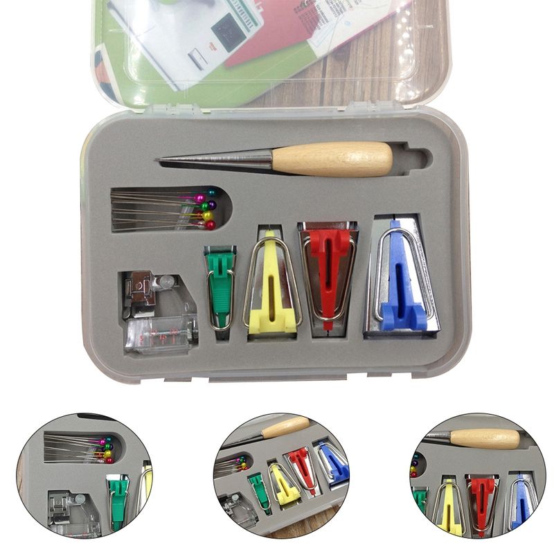 16Pcs/Set Fabric Bias Tape Maker Awl Presser Foot Tools