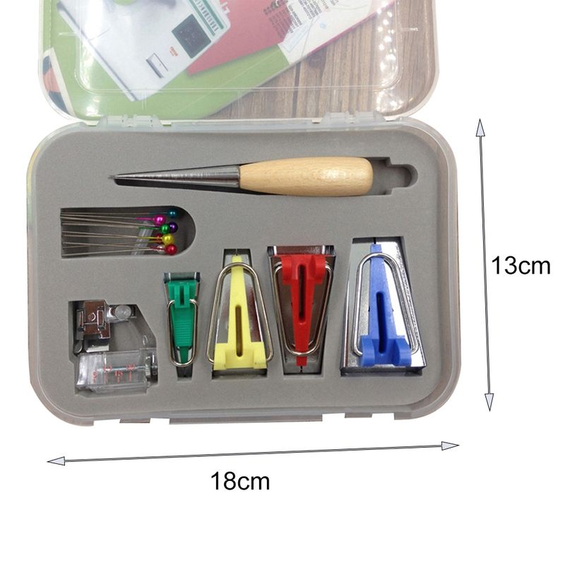 16Pcs/Set Fabric Bias Tape Maker Awl Presser Foot Tools