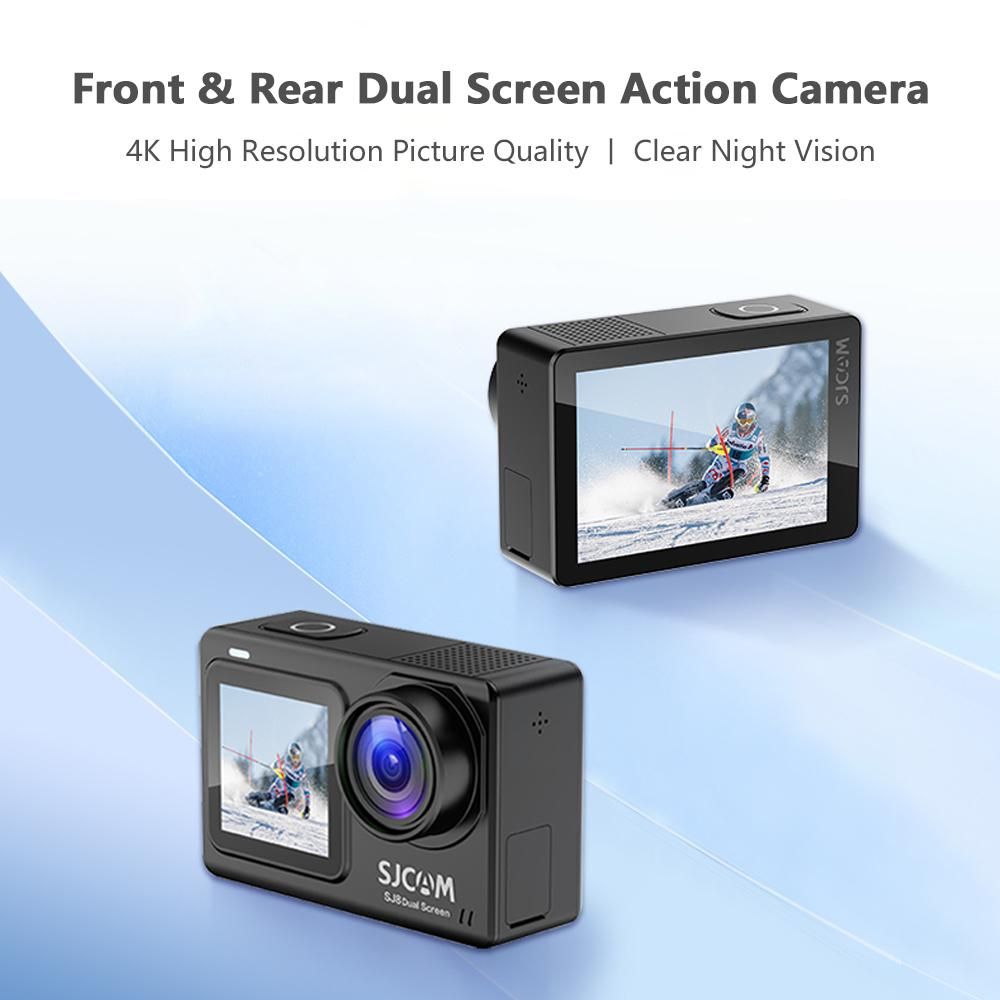 SJCAM SJ8 4K/30FPS High Resolution Dual Screen Sport Camera Portable DV Camcorder 20MP 2.33 Inch IPS Touchscreen 30M Waterproof Case for Outdoor Sports Surfing Diving