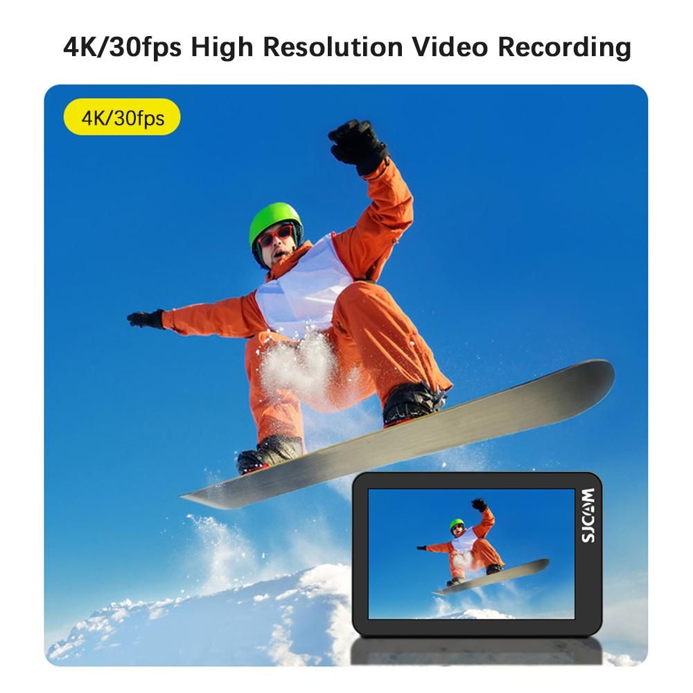 SJCAM SJ8 4K/30FPS High Resolution Dual Screen Sport Camera Portable DV Camcorder 20MP 2.33 Inch IPS Touchscreen 30M Waterproof Case for Outdoor Sports Surfing Diving