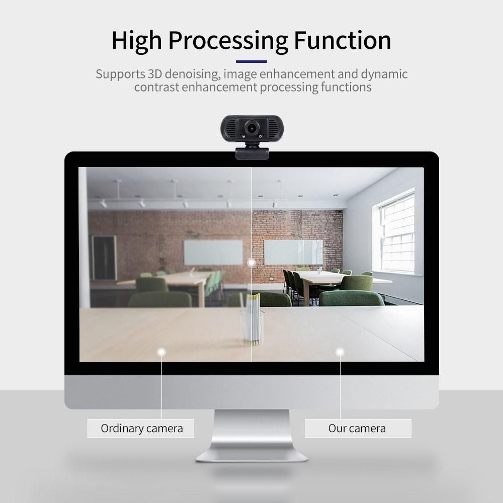 HD 1080P USB Webcam Fixed Focus Web Camera Built-in Microphone Drive-free Computer Camera for Laptop Desktop Black
