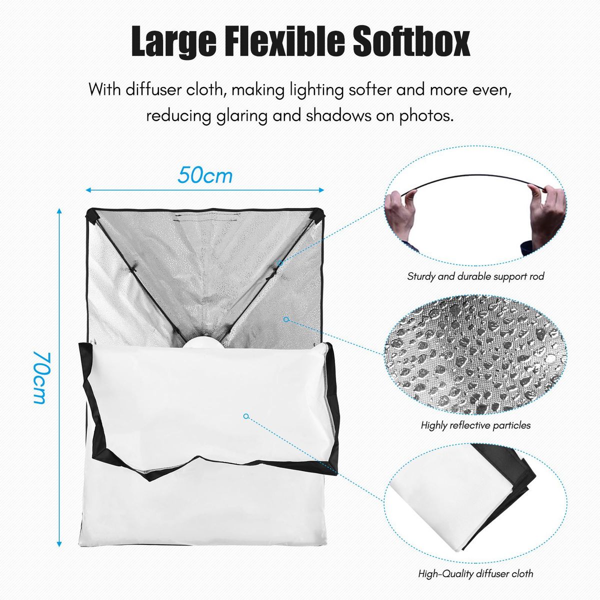 Andoer Professional Studio Photography Softbox Lighting Kit 1 28 x 20inch Softbox + 1 23W Light Bulb + 1 2m Light Stand + 1 Carrying Bag for Studio Portrait Product Video Photography