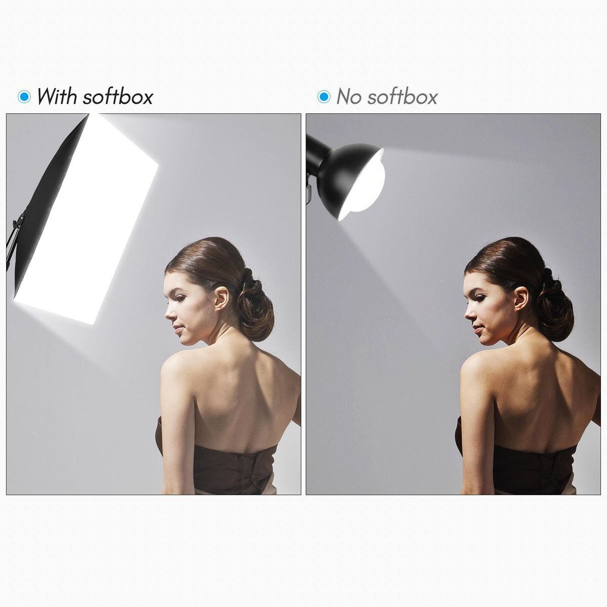 Andoer Professional Studio Photography Softbox Lighting Kit 1 28 x 20inch Softbox + 1 23W Light Bulb + 1 2m Light Stand + 1 Carrying Bag for Studio Portrait Product Video Photography