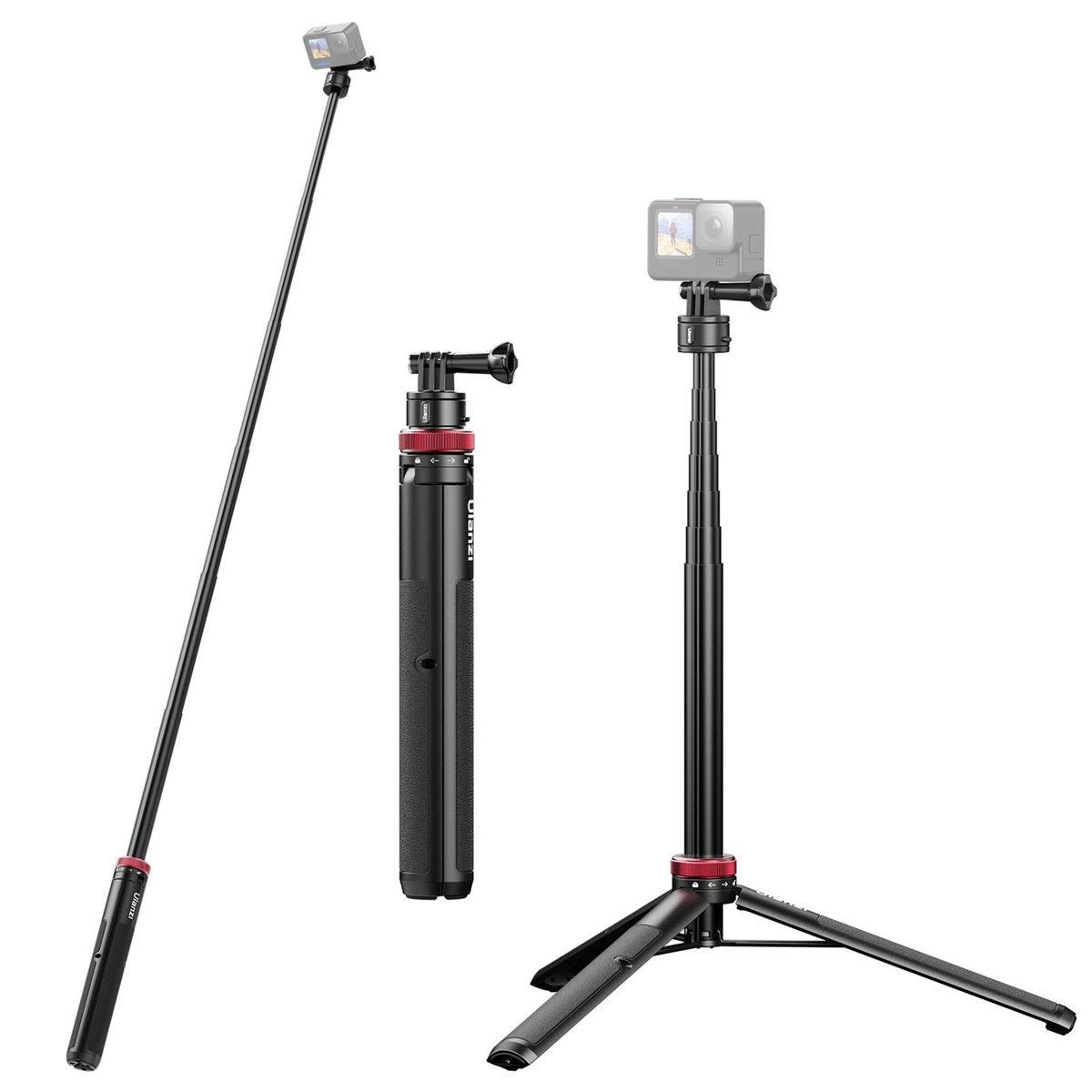 Ulanzi Go-Quick II Sports Camera Selfie Stick Tripod Magnetic Quick Release Mount Max.140cm/55in Extra Long Extension Replacement for GoPro 11/10/9/8 Insta360 Sports Cameras