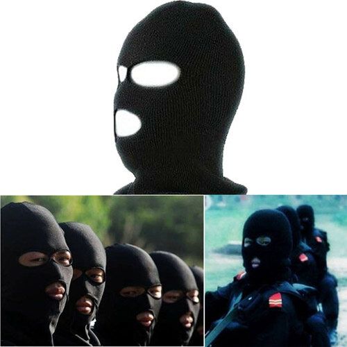 Outdoor Sport 3 Hole Full Face Ski Beanie Cap Mens Womens Hat Black Winter Balaclava Hood