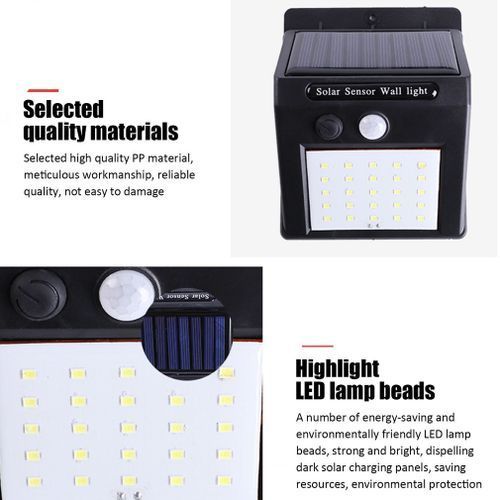 Solar Power PIR Motion Sensor Garden Wall Light 30 LED