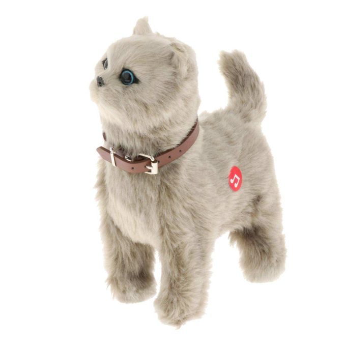 Soft Electronic Pet Cat Plush Cat Toy For Birthday Gifts Gray