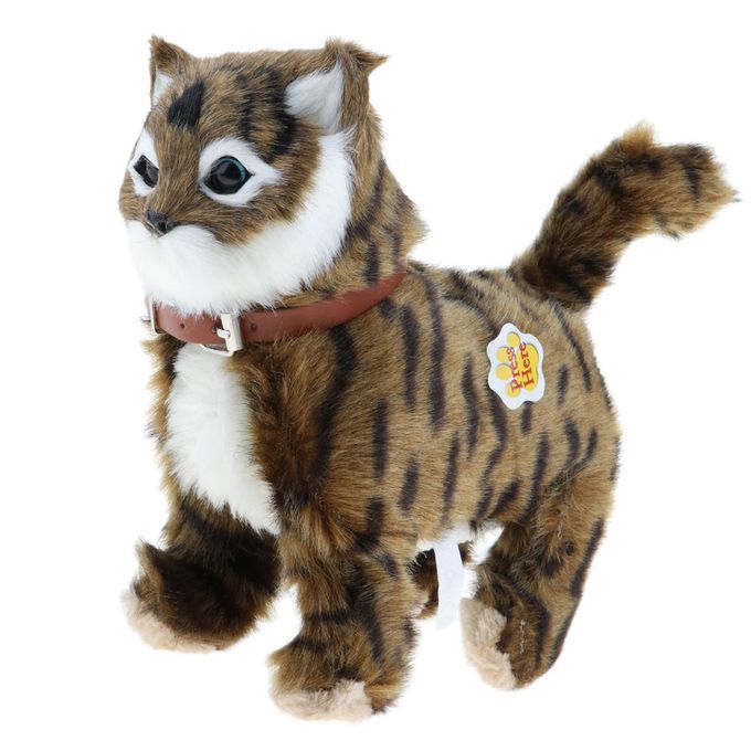 Cat Meow Wagging Electronic Toys Plush Cat Toys Stuffed Toy Xmas Brown