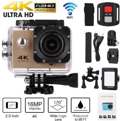 4K WIFI 3D Action Camera 2 LCD Wifi Waterproof Sports Camcorder Go Pro (Gold)