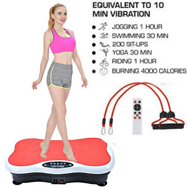 Whole Body Vibration Plate Machine Fitness Exercise Massager With Resistance Band Remote Control
