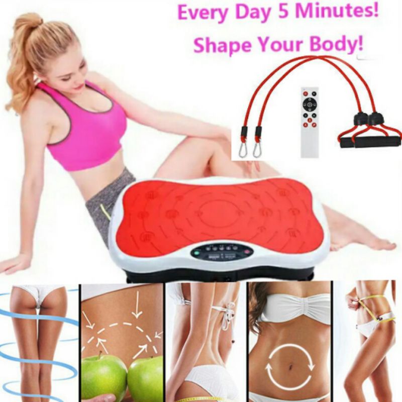 Whole Body Vibration Plate Machine Fitness Exercise Massager With Resistance Band Remote Control
