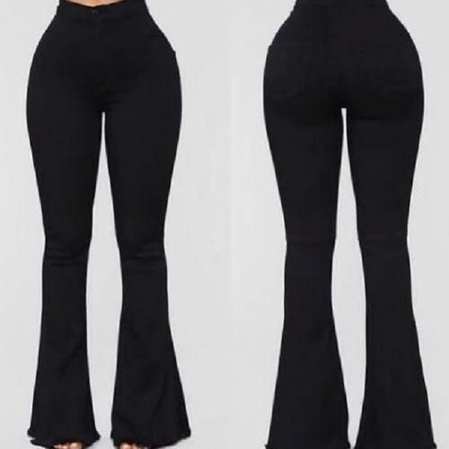 Ladies Denim Pallazo Jean - Black