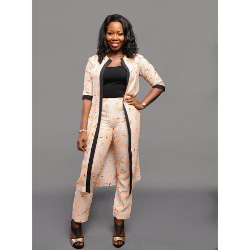 Long Jacket And Pant Set - Nude