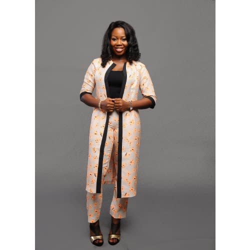 Long Jacket And Pant Set - Nude