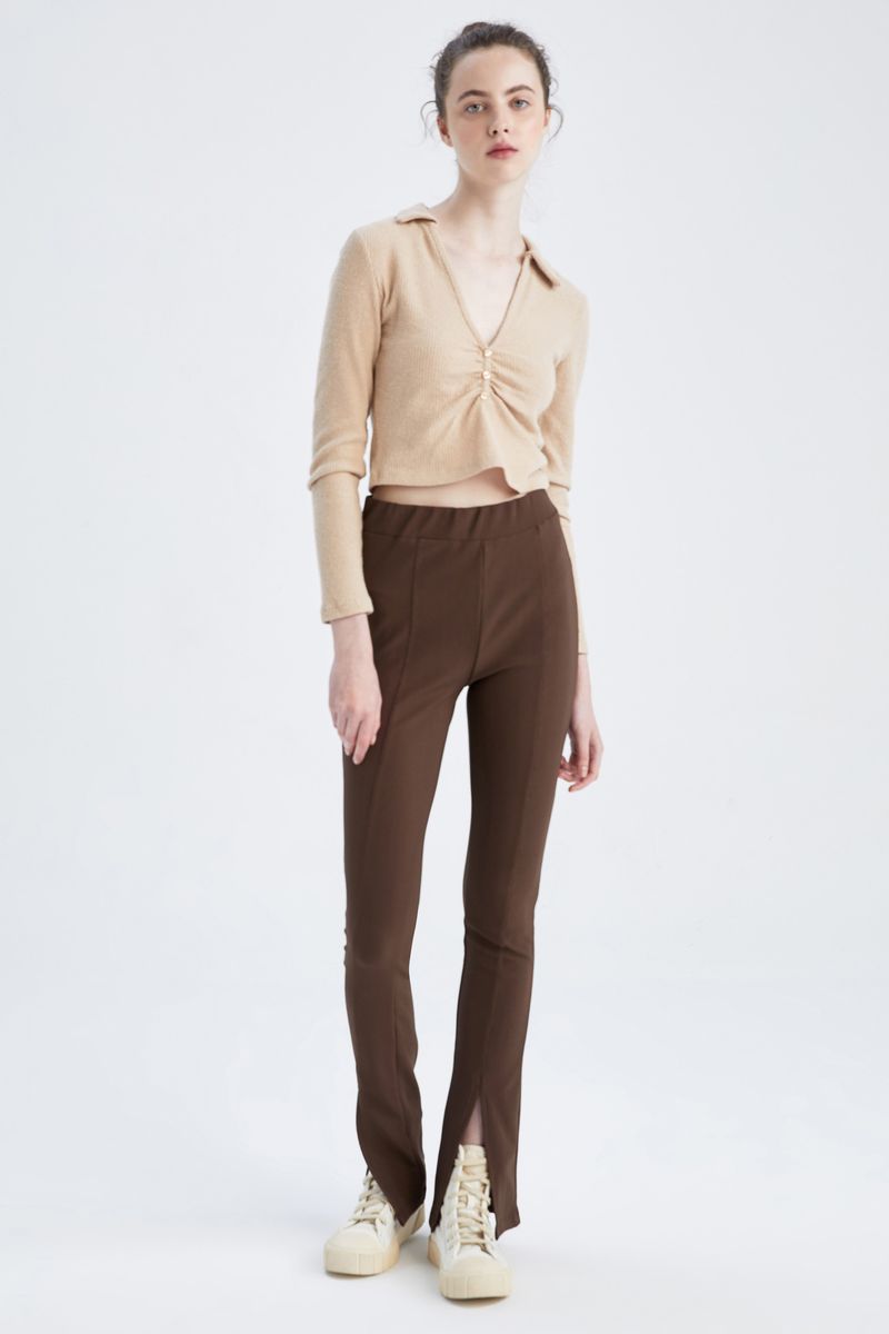 Woman - Legging Fit Leggings-Brown