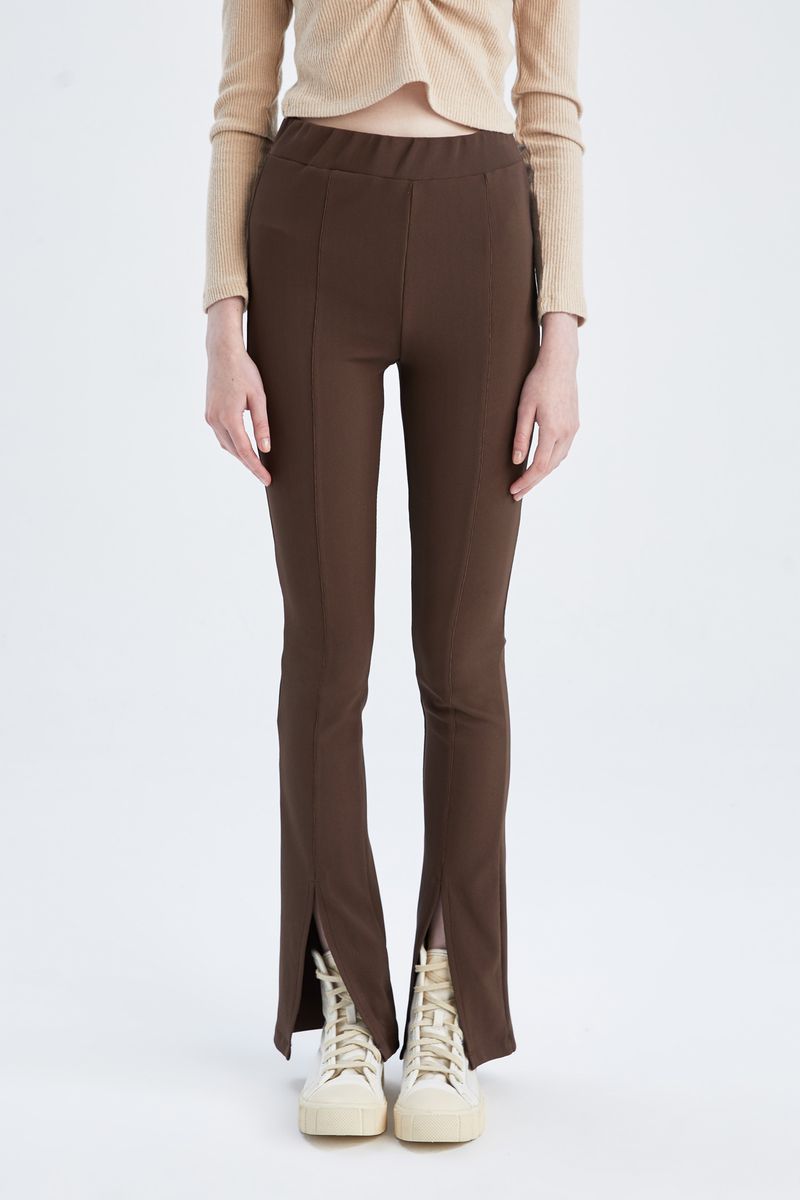 Woman - Legging Fit Leggings-Brown