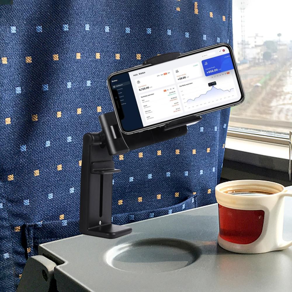 Airplane Phone Holder Clip Portable Travel Stand Desk Foldable Rotating