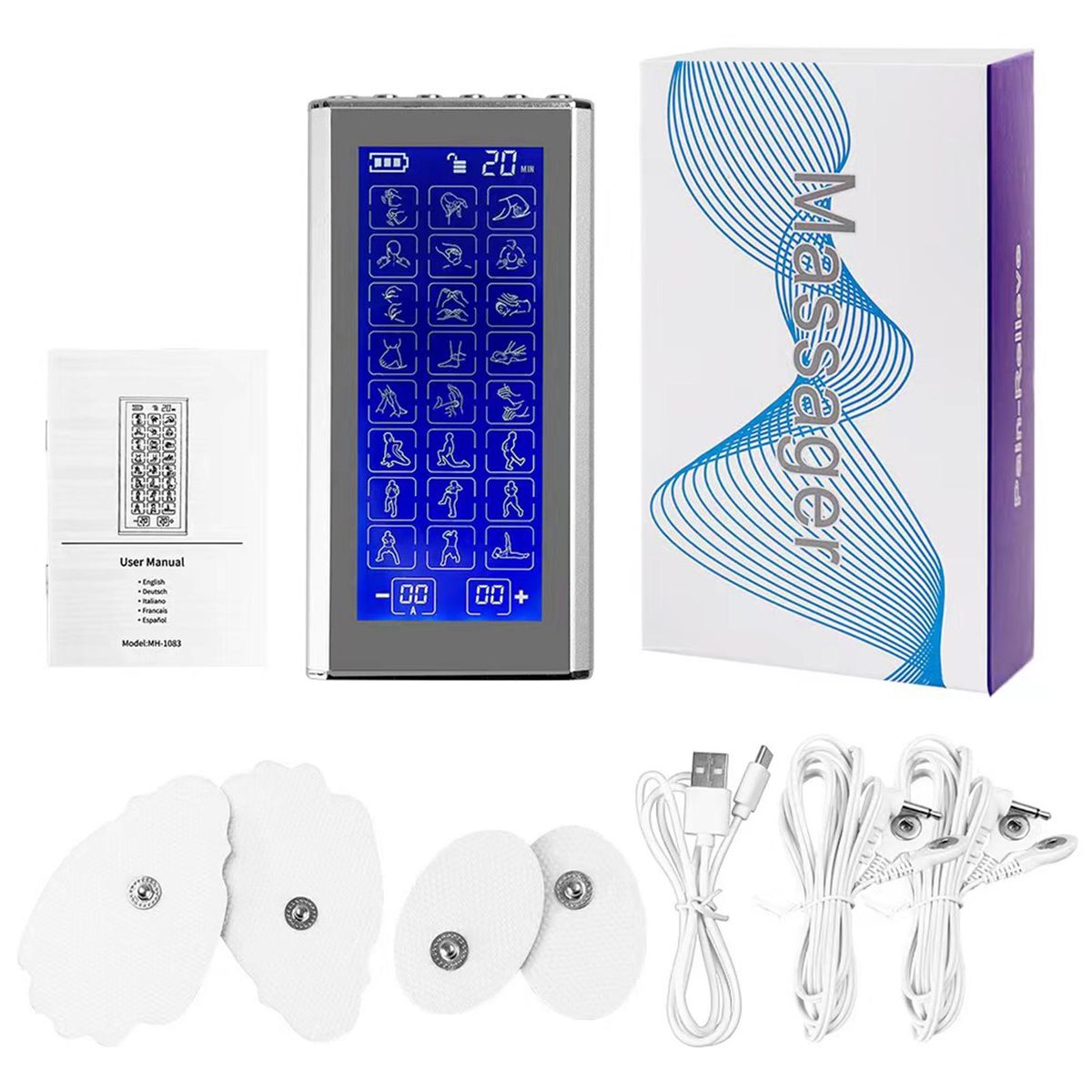 Pulse Digital Meridian Therapy Electronic Pulse Massager Machine 24 Modes Muscle Stimulator Pain Relief