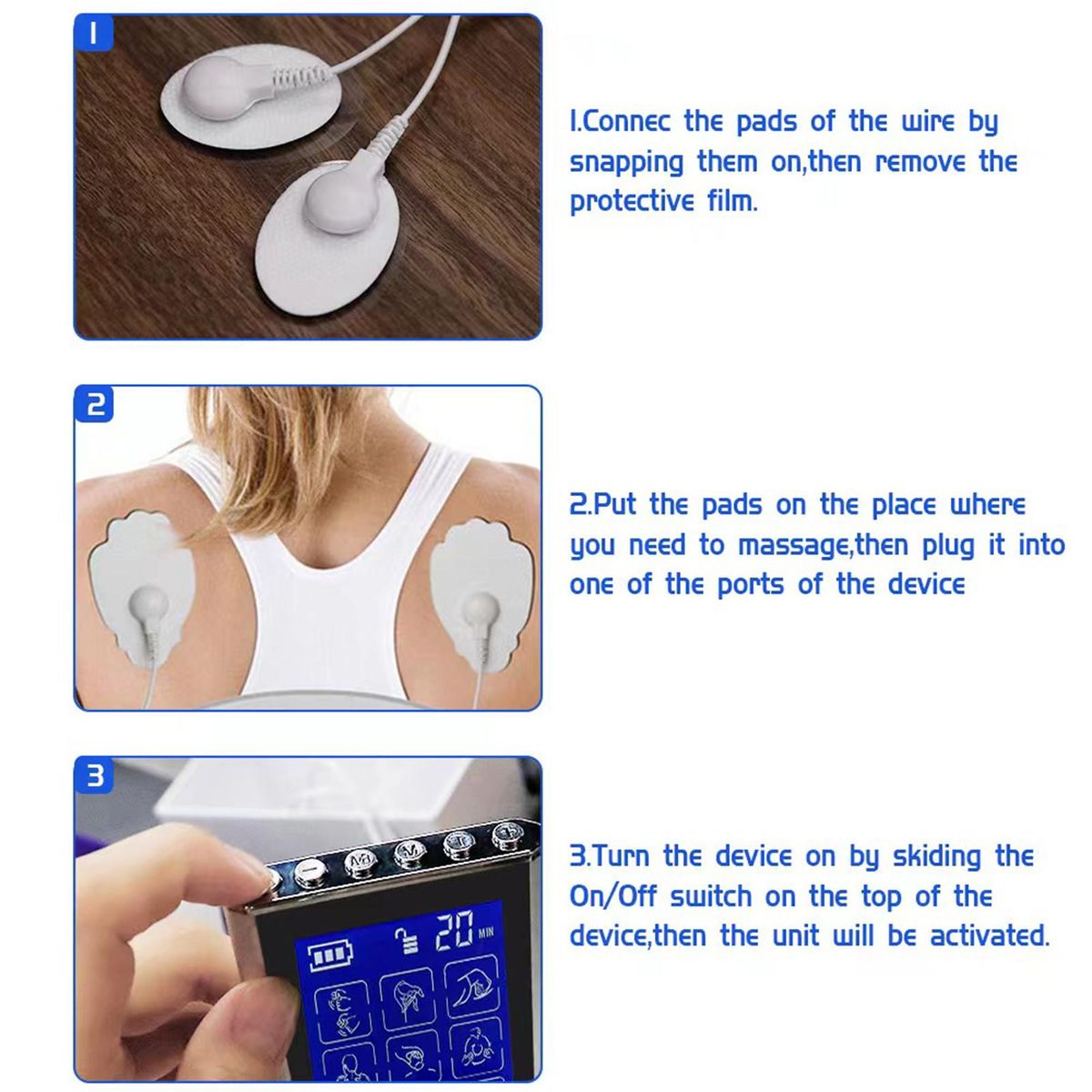 Pulse Digital Meridian Therapy Electronic Pulse Massager Machine 24 Modes Muscle Stimulator Pain Relief