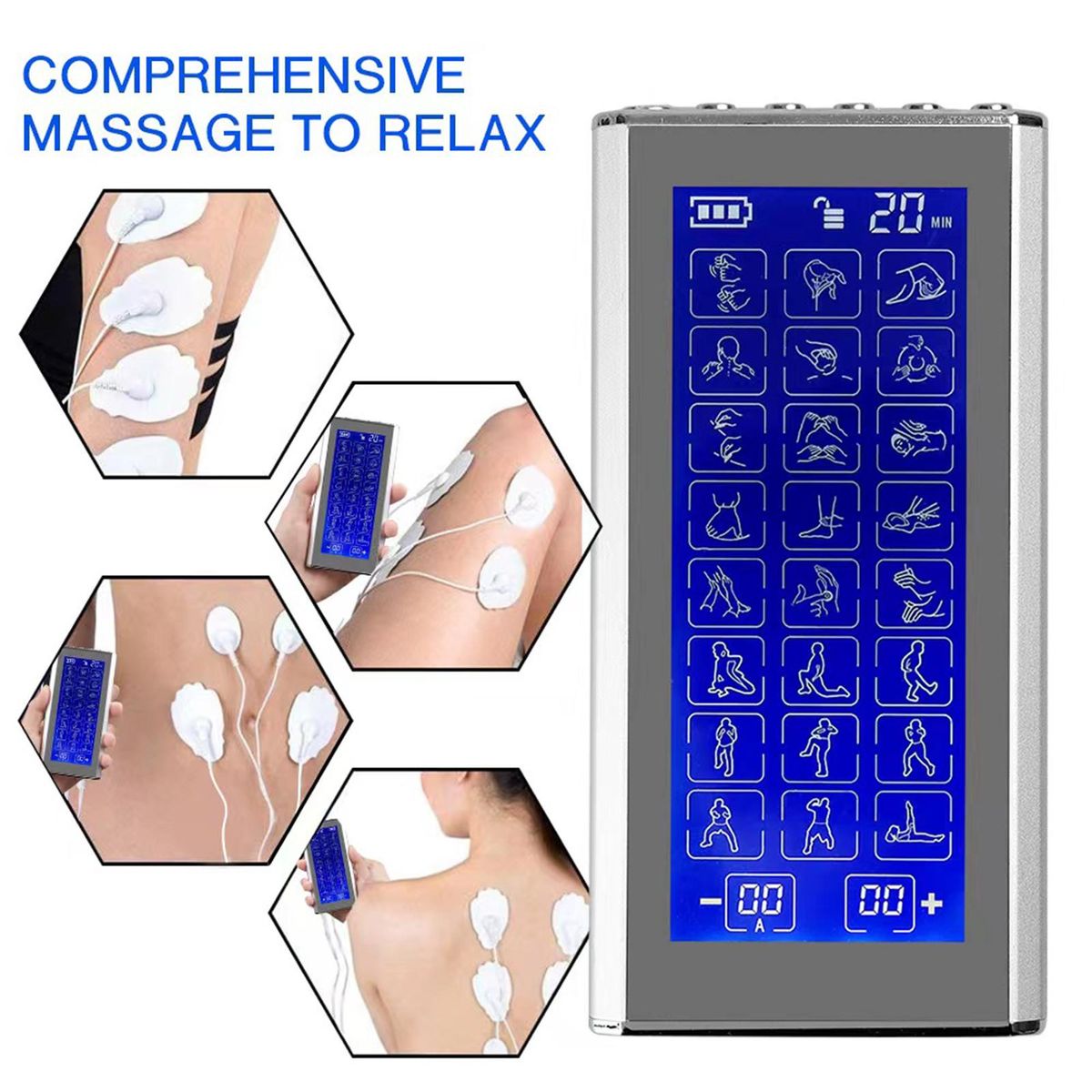 Pulse Digital Meridian Therapy Electronic Pulse Massager Machine 24 Modes Muscle Stimulator Pain Relief