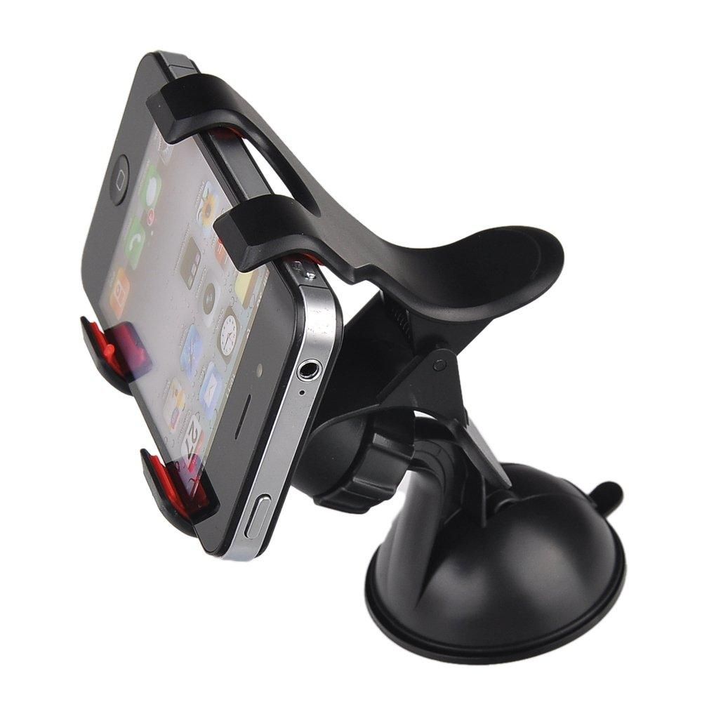 Black 360 Degree Rotating universal holder Car mount motor vehicle Phone Holder Mobile Phone Holder for iPhone 5 4S / 4 Samsung Galaxy S4 HTC Nokia BlackBerry smartphone all MP4 GPS Gert screen smaller than 5 inches