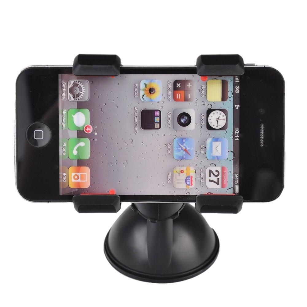 Black 360 Degree Rotating universal holder Car mount motor vehicle Phone Holder Mobile Phone Holder for iPhone 5 4S / 4 Samsung Galaxy S4 HTC Nokia BlackBerry smartphone all MP4 GPS Gert screen smaller than 5 inches