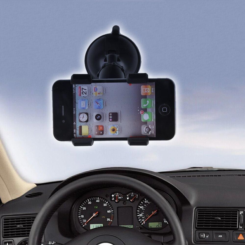 Black 360 Degree Rotating universal holder Car mount motor vehicle Phone Holder Mobile Phone Holder for iPhone 5 4S / 4 Samsung Galaxy S4 HTC Nokia BlackBerry smartphone all MP4 GPS Gert screen smaller than 5 inches
