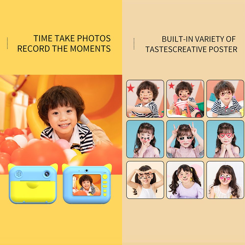 Cute Kids Instant Print Camera 1080P Digital Video Camera