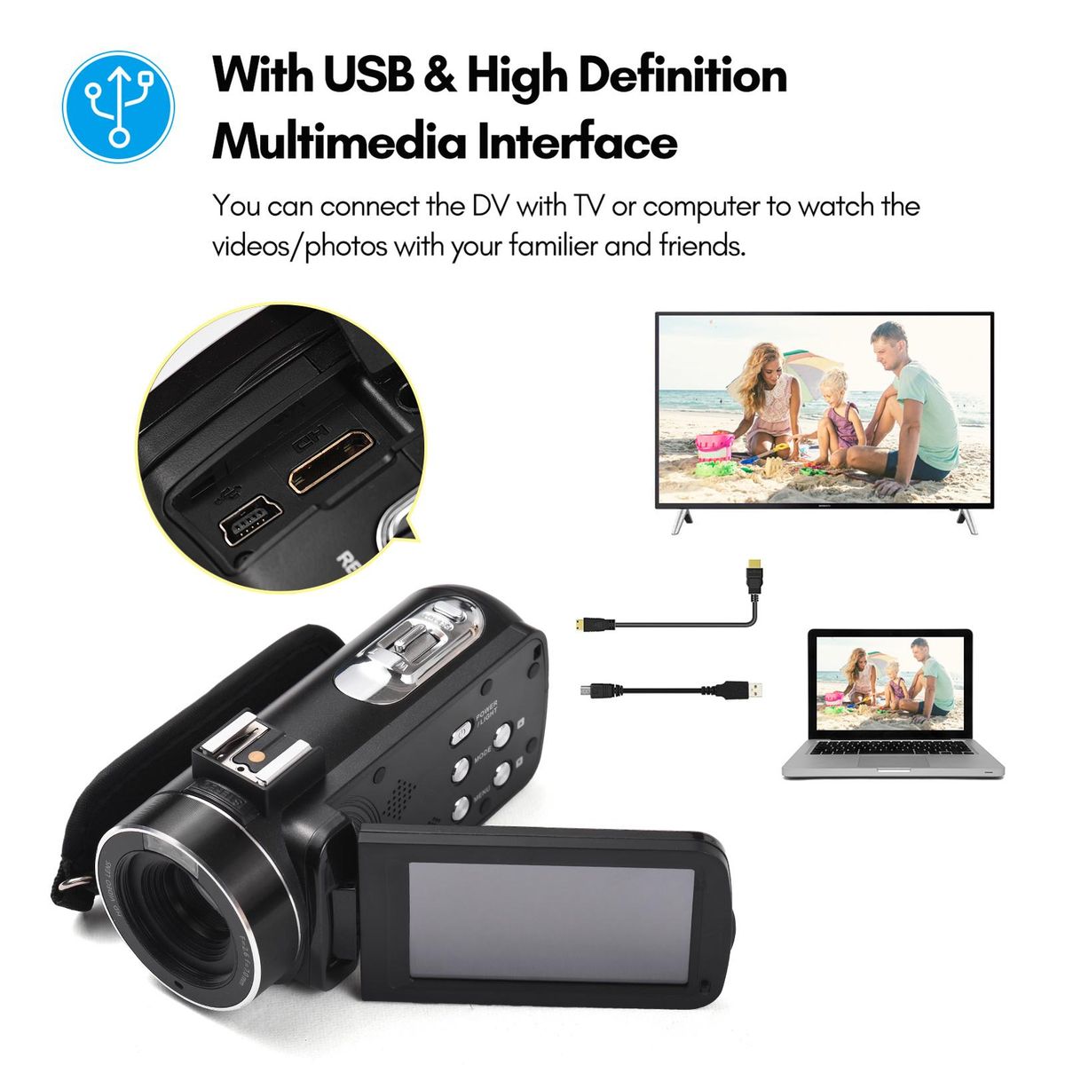 Andoer 2.7K Digital Video Camera Camcorder DV Recorder 48MP 16X Digital Zoom 3.0 Inch IPS Touch Panel Supports Face Detection Beauty Face Smile Capture Anti-shake with 2pcs Batteries + Remote Control + Mini Tripod + Carry Bag