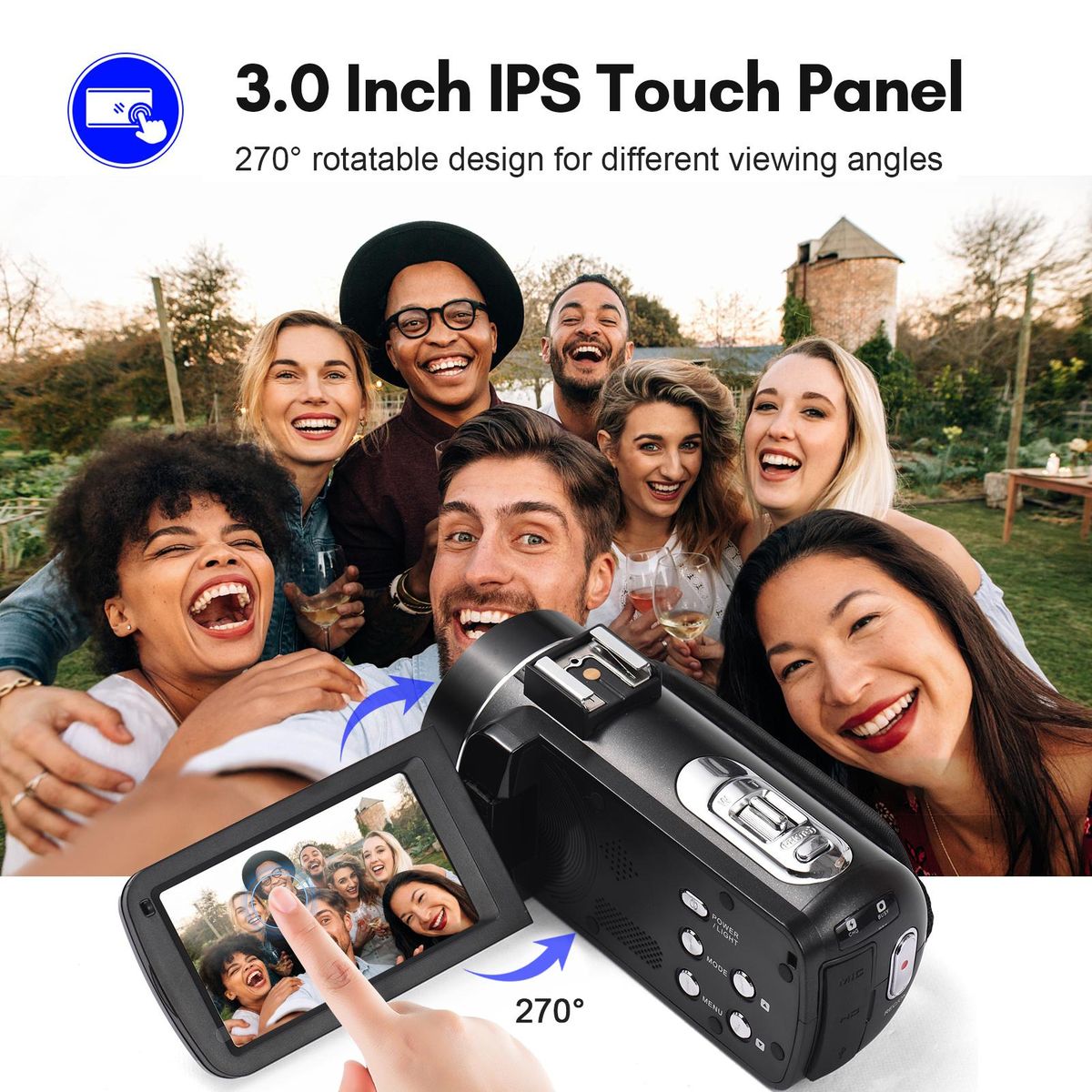 Andoer 2.7K Digital Video Camera Camcorder DV Recorder 48MP 16X Digital Zoom 3.0 Inch IPS Touch Panel Supports Face Detection Beauty Face Smile Capture Anti-shake with 2pcs Batteries + Remote Control + Mini Tripod + Carry Bag