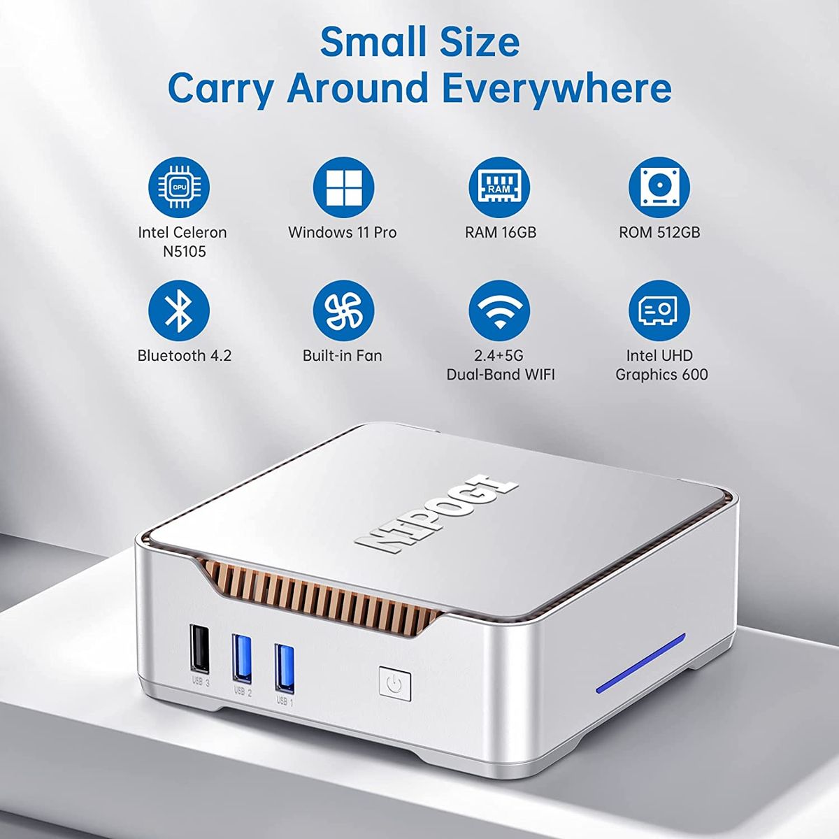 Mini PC Intel Celeron N5105 16GB RAM 512GB M.2 SSD Windows 11 Mini Computer