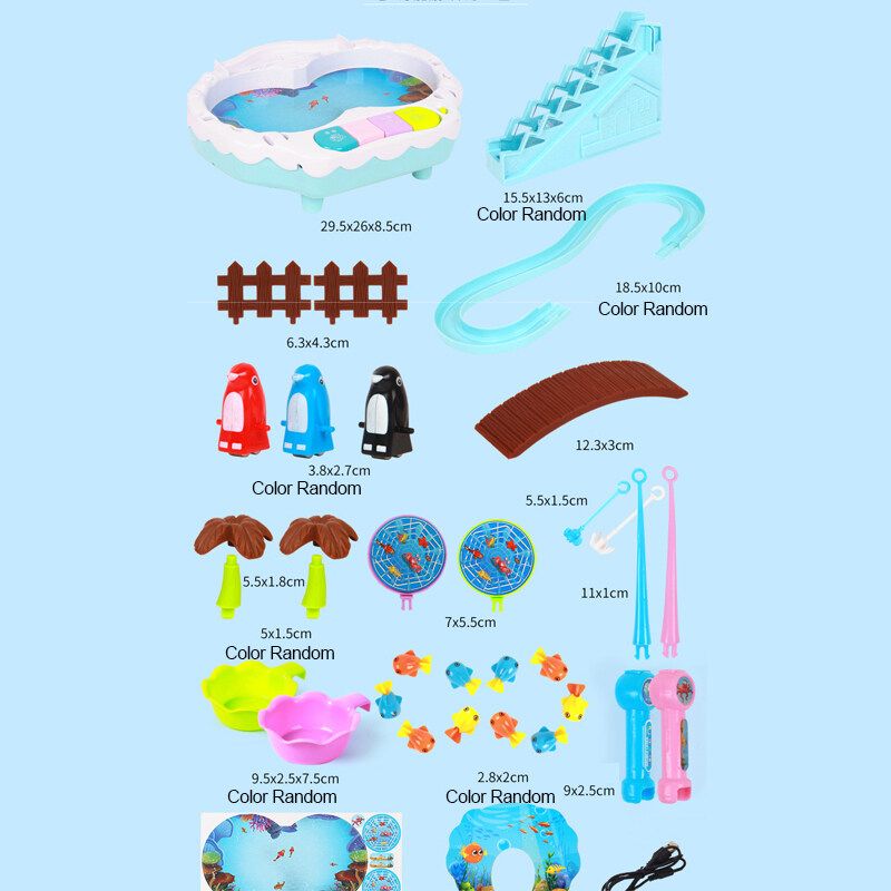 Kids Toys Electric Water Cycle Electric Magnetic Toy Penguin Climb Stairs Track Music Piano Light Electric Pink