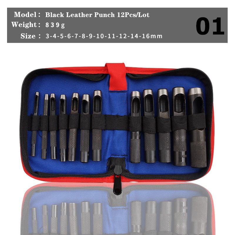 1Set Oxford Cloth Packaging Kit Hand Round Carbon Steel Leather Craft Hole Punch Puncher Watch Belt Band Plastic Rubber Tools