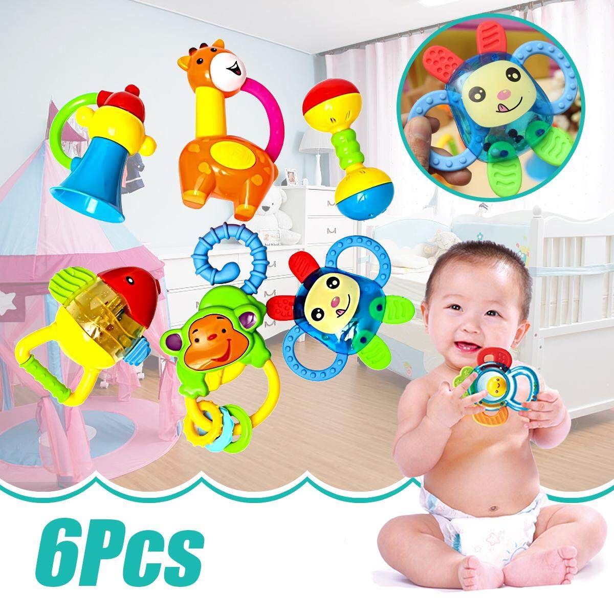 6Pcs Baby Handbell Animal Model Toys Bundle Rattles Development Christmas Gift