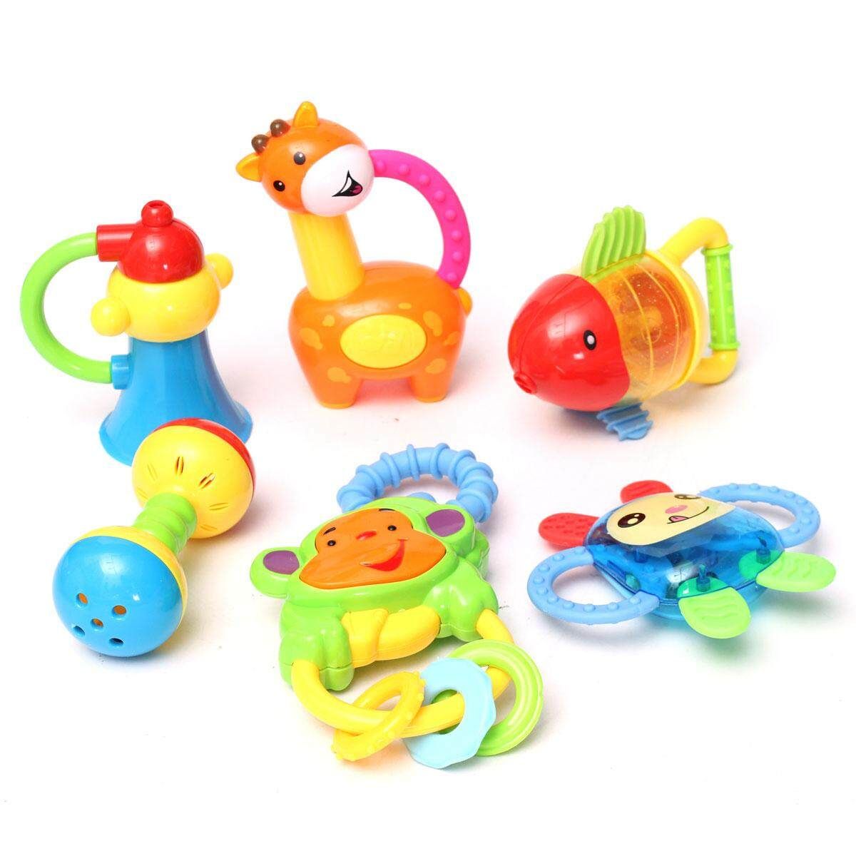 6Pcs Baby Handbell Animal Model Toys Bundle Rattles Development Christmas Gift