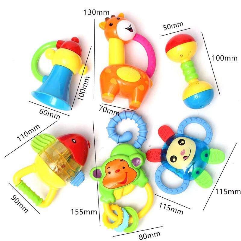 6Pcs Baby Handbell Animal Model Toys Bundle Rattles Development Christmas Gift